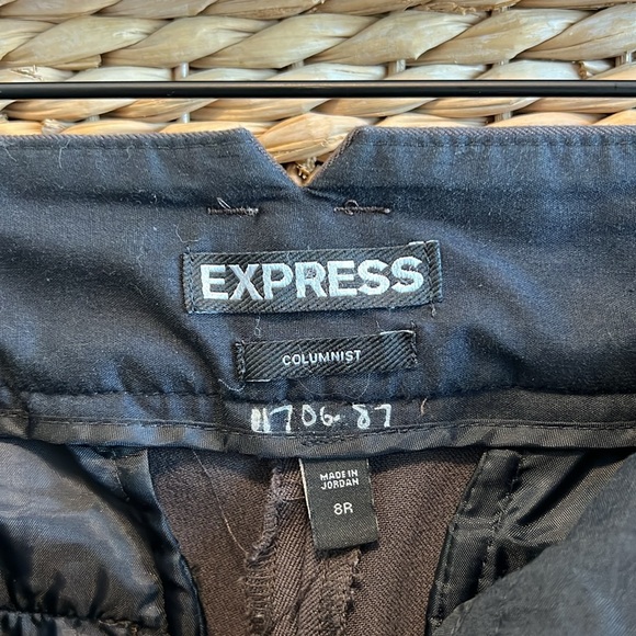 Express Columnist Barely Boot Mid-Rise Brown Woven Career Dress Pant Trouser, 8 - Picture 8 of 9